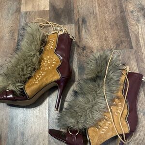 Stylish Fur-Trimmed Heeled Boots